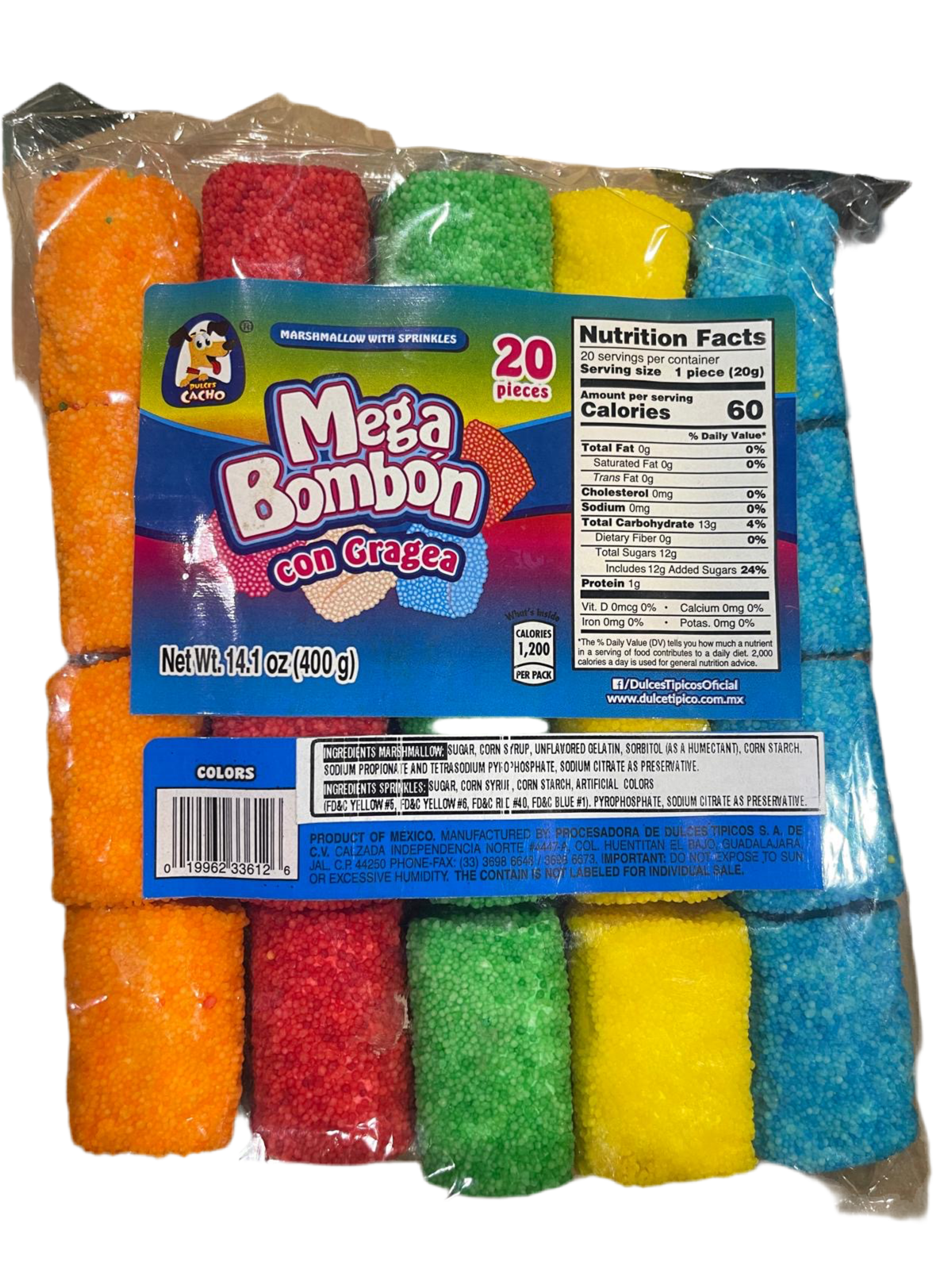 Mega Bombón con gragea 20 piezas